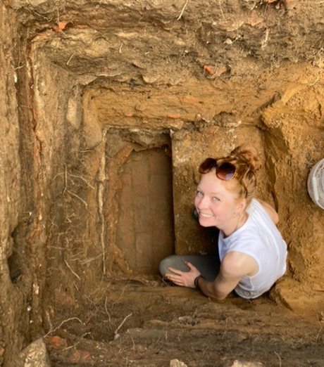 Student digging