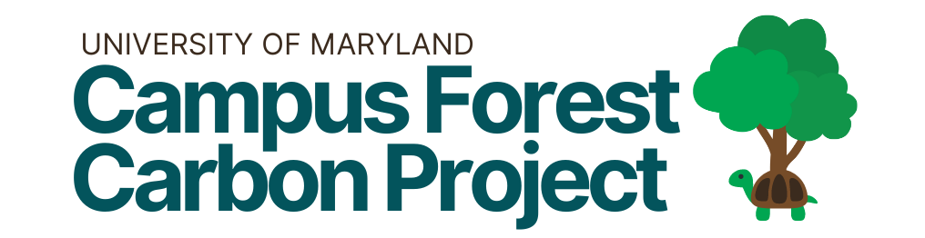 Campus Forest Carbon Project logo with turtle with a tree shell 