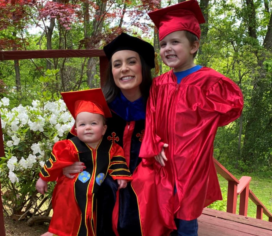 Amanda Hoffman-Hall with her two children