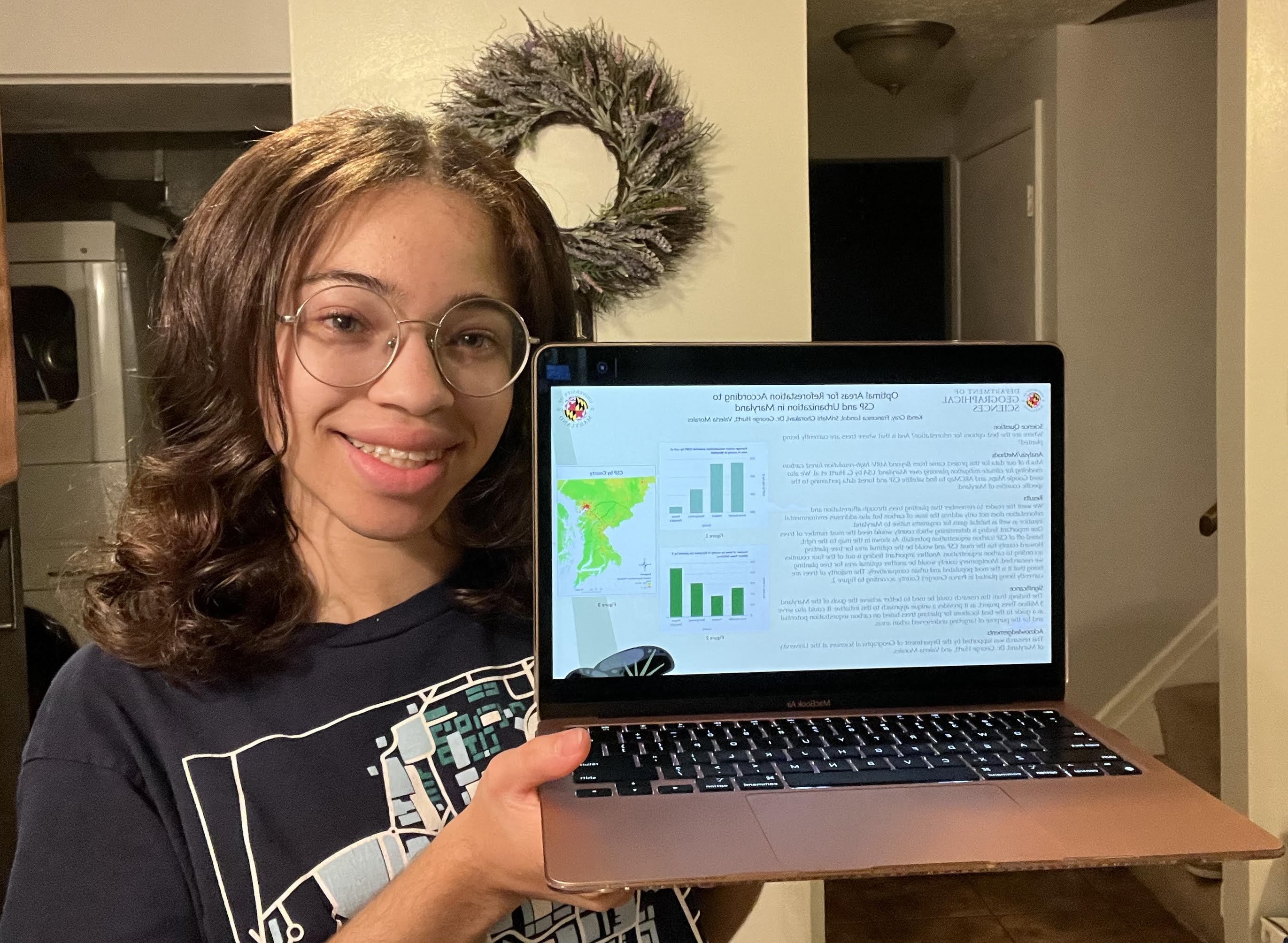 Student holding a poster