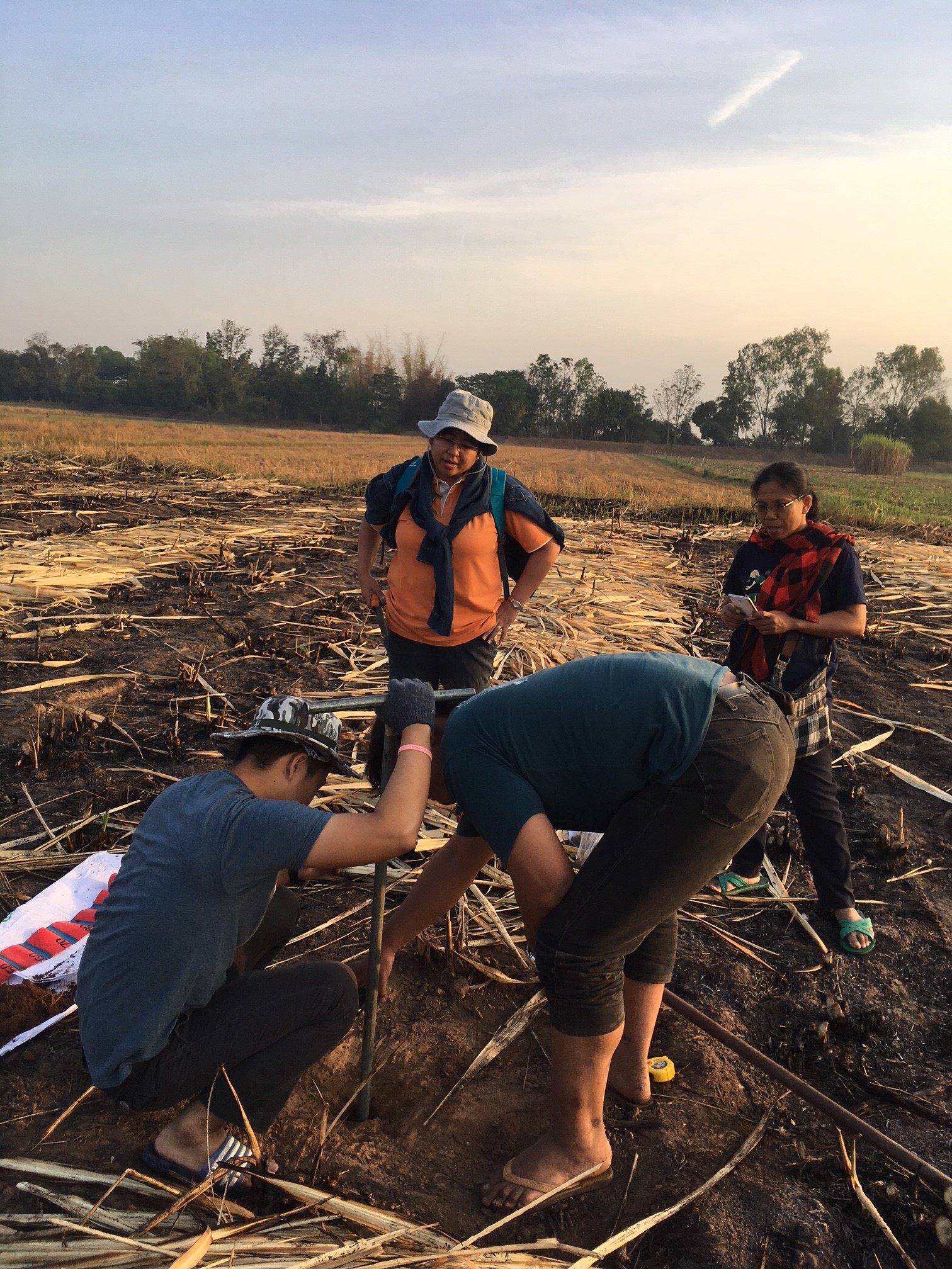 field work on burning crops