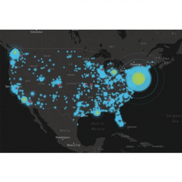 US map with Covid-19 case hotspots